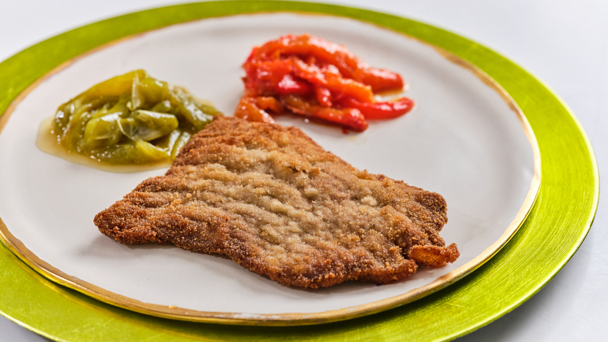 Receta de milanesa de ternera con pimientos asados