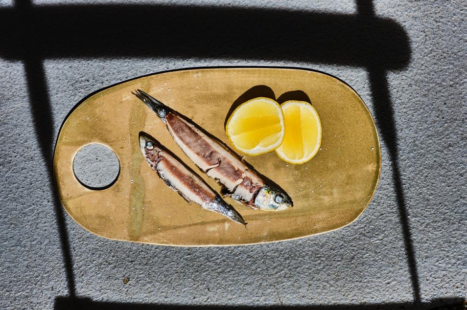 Presentación final de las sardinas al horno.